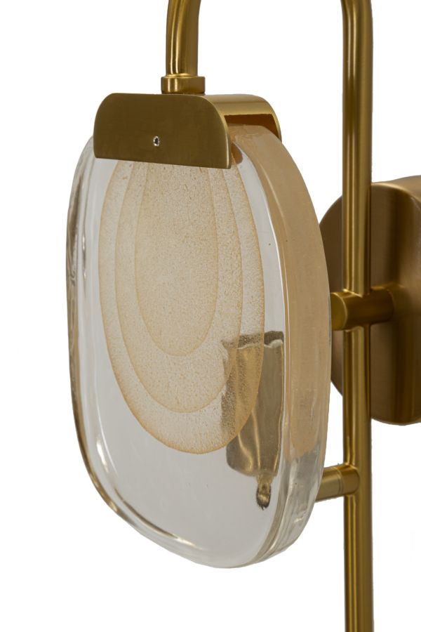 Applique murale dorée et marron avec abat-jour rond – Softy Modern Design