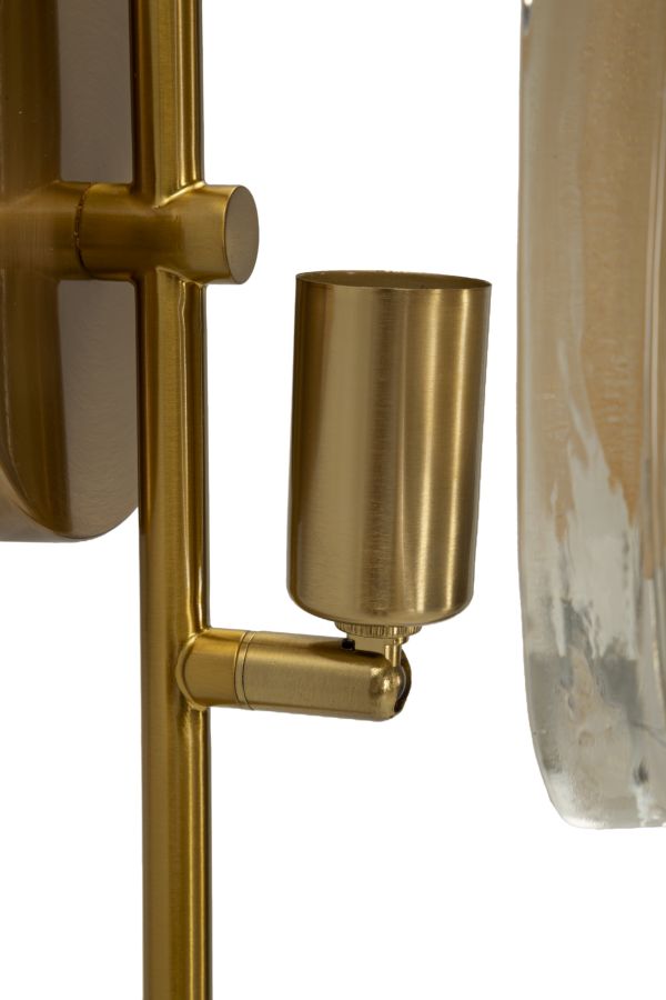 Applique murale dorée et marron avec abat-jour rond – Softy Modern Design