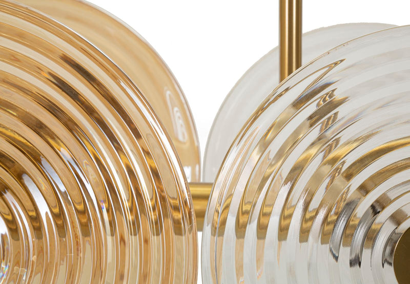 Plafonnier doré et en verre avec plusieurs abat-jours – Venice Collection