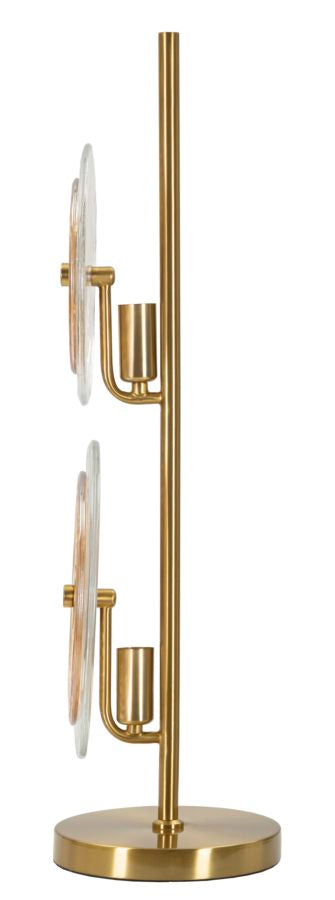Lampe de table dorée et en verre avec disques blancs – Collection Venice
