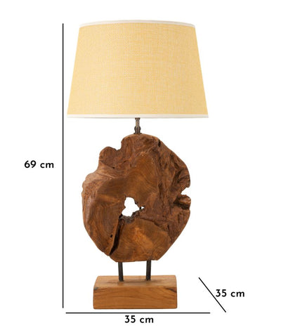 Lampe de table en bois de teck avec pied sculpté – Collection Kepala