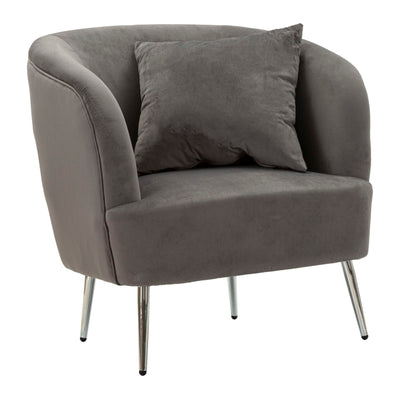 Fauteuil rembourré gris graphite avec coussin – Fauteuil d'appoint Silvery