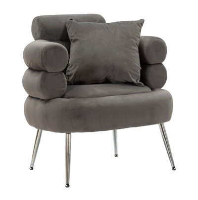 Fauteuil rembourré gris graphite avec coussin – Fauteuil d'appoint Silvery Plus