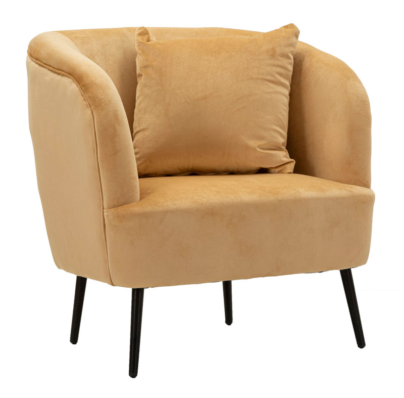 Fauteuil rembourré beige avec coussin – Fauteuil d&