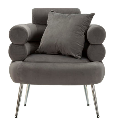 Fauteuil rembourré gris graphite avec coussin – Fauteuil d'appoint Silvery Plus