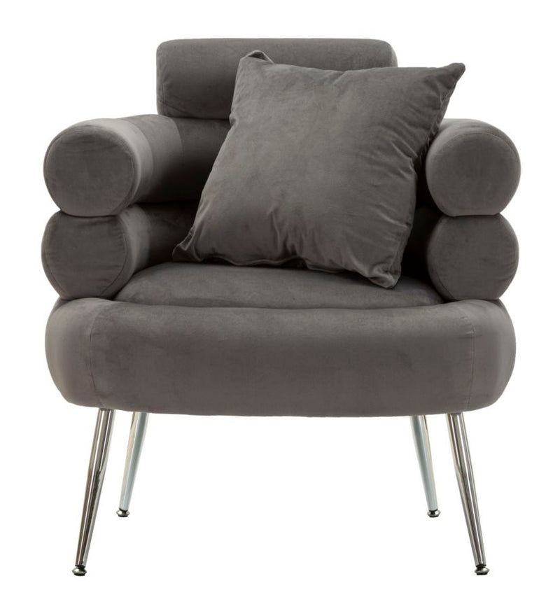 Fauteuil rembourré gris graphite avec coussin – Fauteuil d&