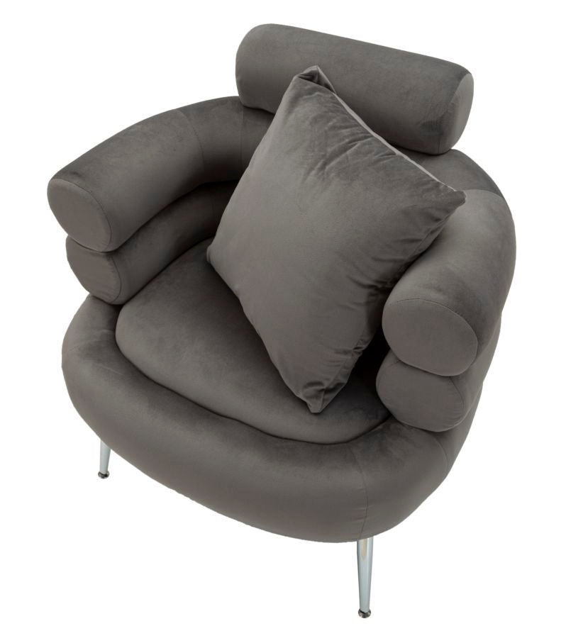 Fauteuil rembourré gris graphite avec coussin – Fauteuil d&