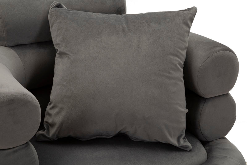 Fauteuil rembourré gris graphite avec coussin – Fauteuil d&
