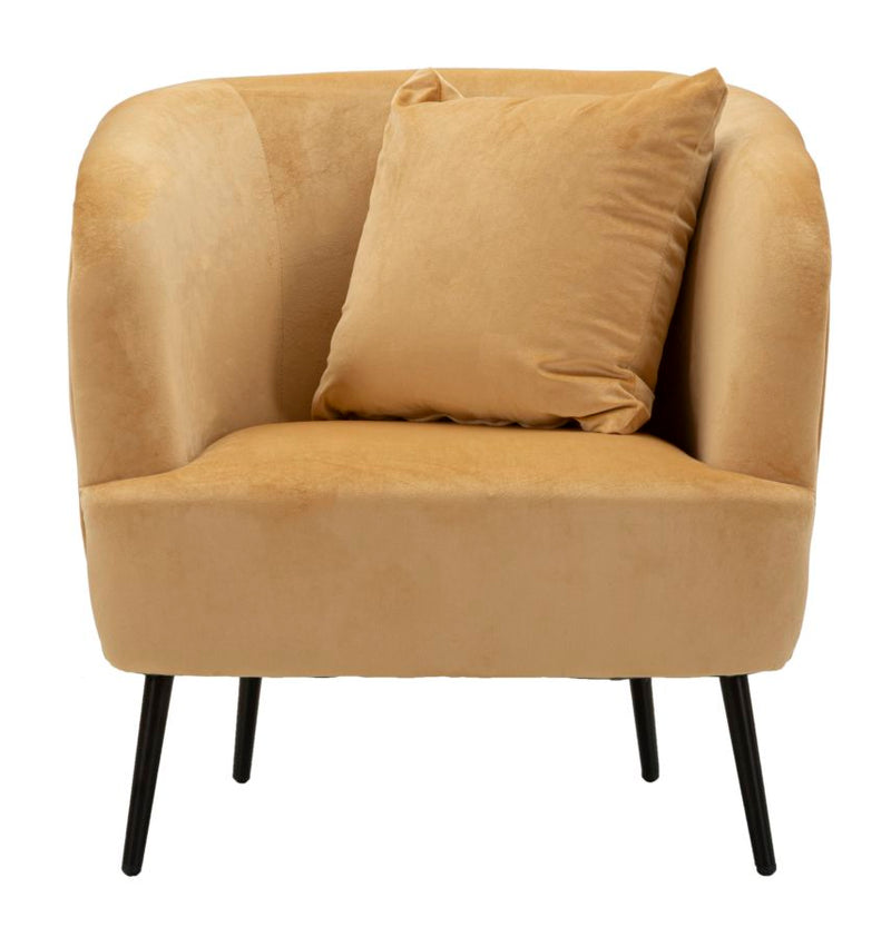 Fauteuil rembourré beige avec coussin – Fauteuil d&