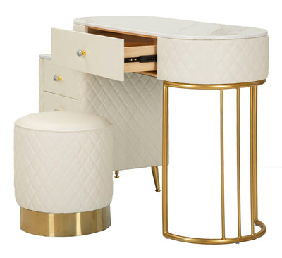 Bureau blanc avec tabouret assorti – Mobilier de chambre Sharon