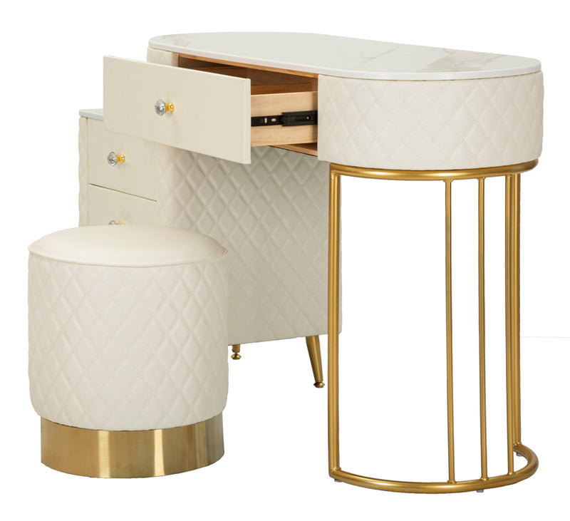 Bureau blanc avec tabouret assorti – Mobilier de chambre Sharon