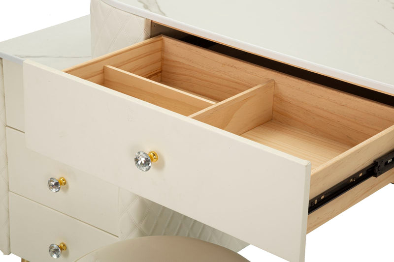 Bureau blanc avec tabouret assorti – Mobilier de chambre Sharon