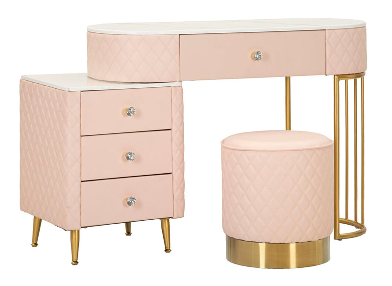 Bureau rose avec tabouret assorti – Mobilier de chambre Sharon