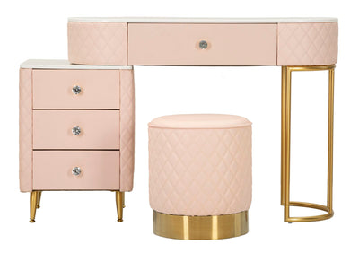 Bureau rose avec tabouret assorti – Mobilier de chambre Sharon
