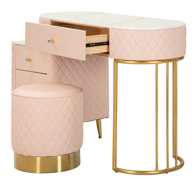 Bureau rose avec tabouret assorti – Mobilier de chambre Sharon