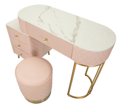 Bureau rose avec tabouret assorti – Mobilier de chambre Sharon