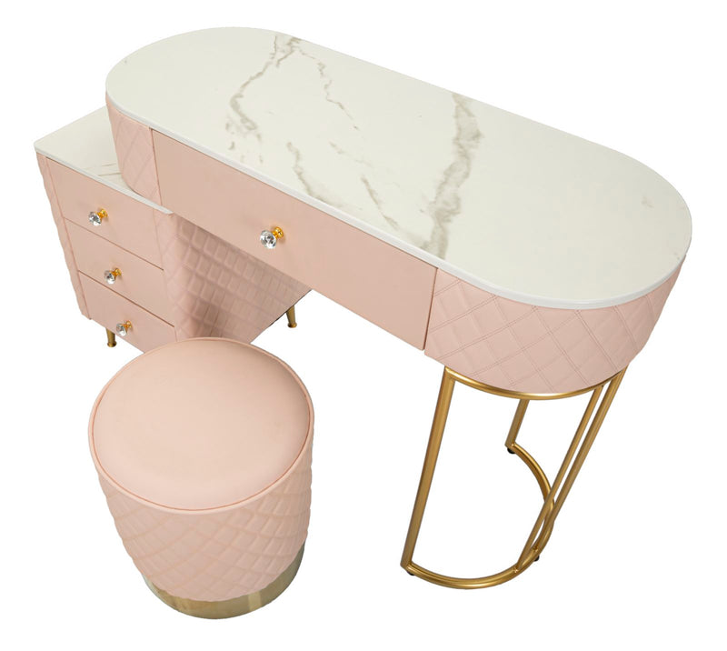 Bureau rose avec tabouret assorti – Mobilier de chambre Sharon