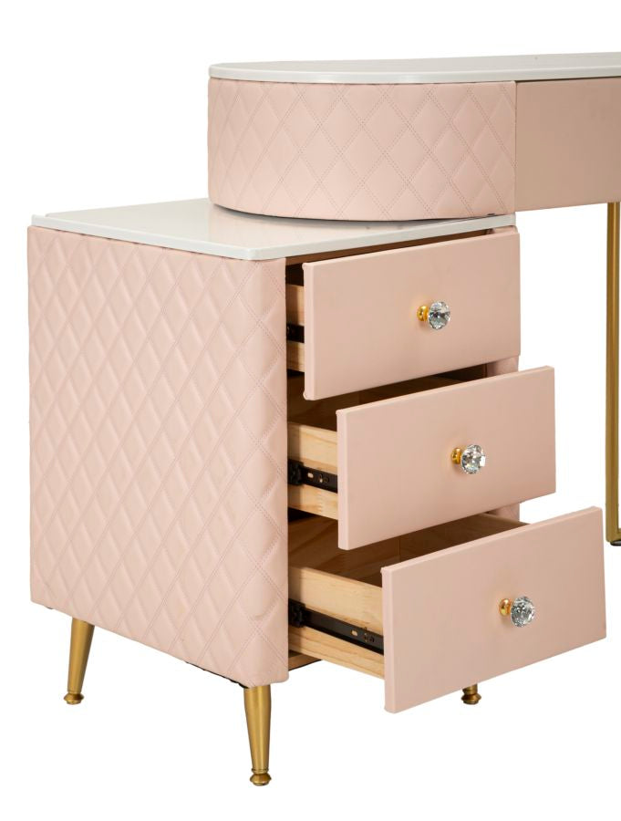 Bureau rose avec tabouret assorti – Mobilier de chambre Sharon
