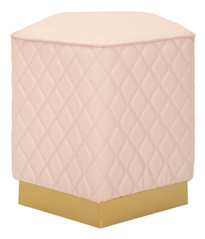 Tabouret rembourré pentagonal avec piètement doré – Siège d'appoint Sharon