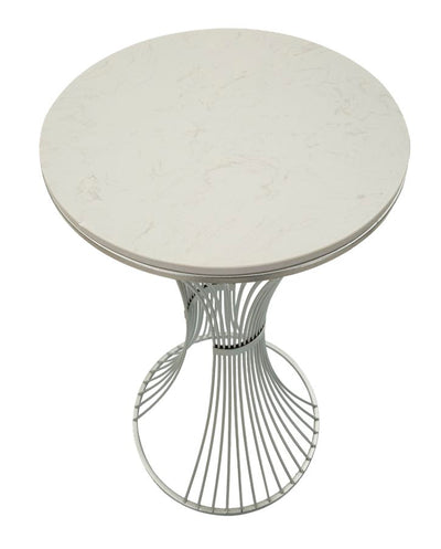 Table d'appoint ronde en marbre artificiel avec base en métal – Funnel Accent Design