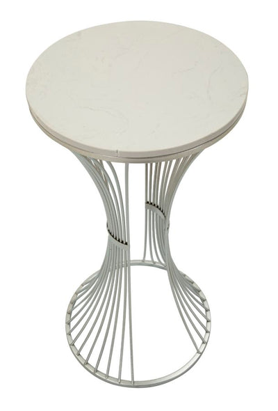 Table d'appoint ronde en marbre artificiel avec base en métal – Funnel Modern Style