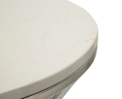 Table d'appoint ronde en marbre artificiel avec base en métal – Funnel Modern Style