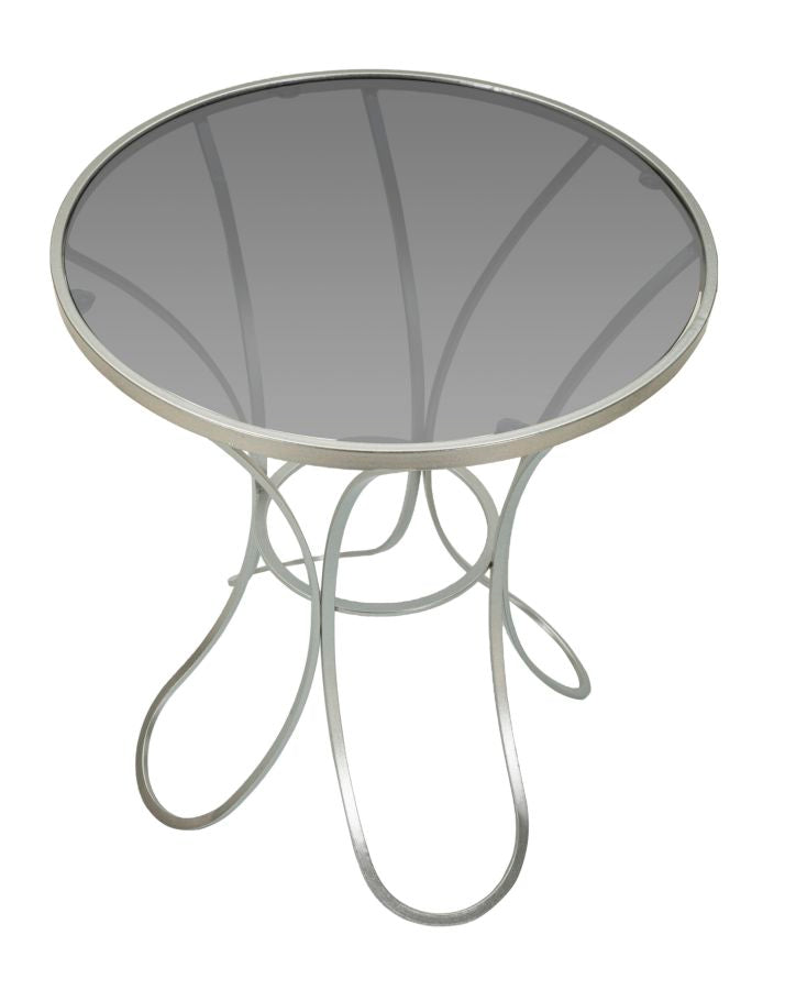 Table basse ronde en verre avec piètement décoratif – Collection Trixy