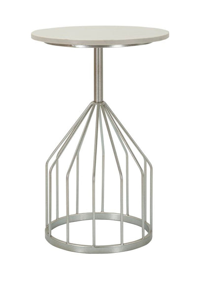 Table d'appoint ronde en marbre artificiel avec base unique – Style contemporain