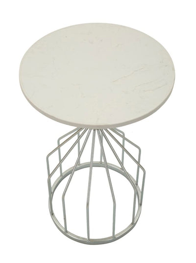 Table d'appoint ronde en marbre artificiel avec base unique – Style contemporain