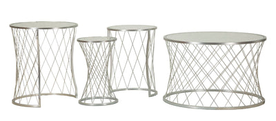 Ensemble de 4 tables d'appoint en métal argenté – Collection Noah Modern