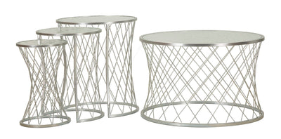 Ensemble de 4 tables d'appoint en métal argenté – Collection Noah Modern