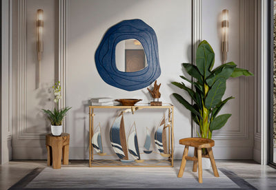 Console en bois avec façade décorée d'une œuvre d'art sur le thème de la voile – Collection Vele