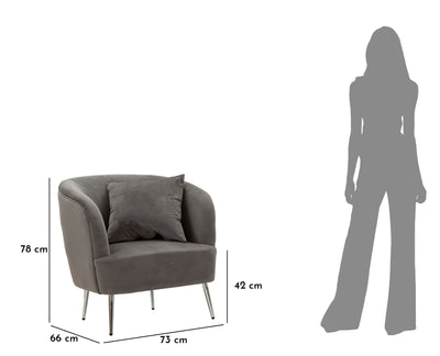 Fauteuil rembourré gris graphite avec coussin – Fauteuil d'appoint Silvery