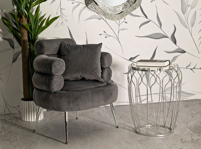 Table d'appoint ronde en marbre artificiel avec structure en métal tressé – Hook Accent Design