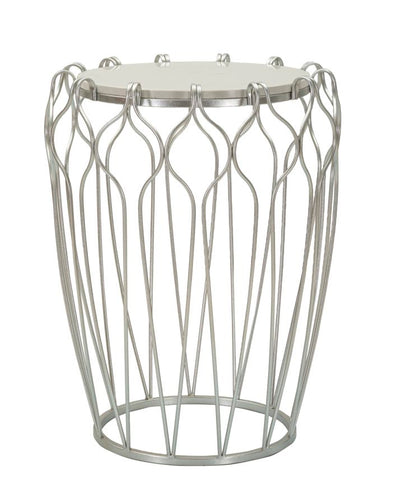 Table d'appoint ronde en marbre artificiel avec structure en métal tressé – Hook Accent Design