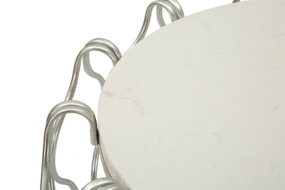 Table d'appoint ronde en marbre artificiel avec structure en métal tressé – Hook Accent Design