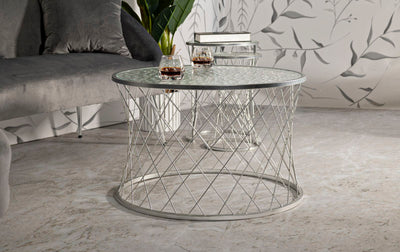 Ensemble de 4 tables d'appoint en métal argenté – Collection Noah Modern