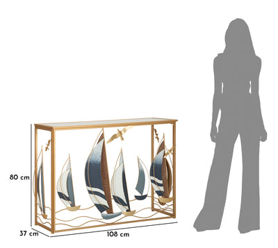 Console en bois avec façade décorée d'une œuvre d'art sur le thème de la voile – Collection Vele