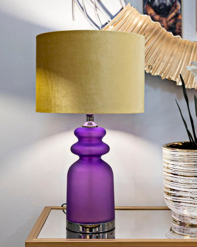 Lampe de table dorée et violette avec abat-jour en tissu – Collection Miiva Two