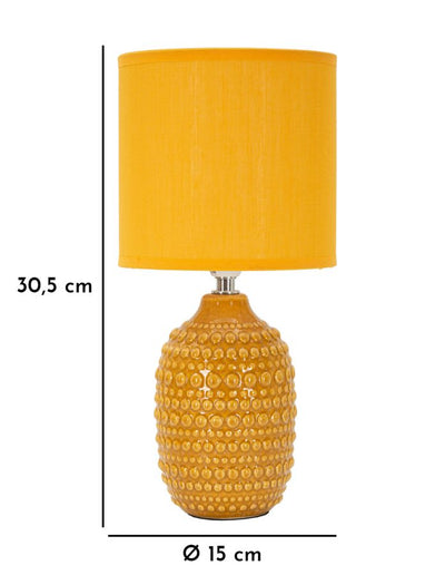 Lampe de chevet en céramique moutarde avec abat-jour en tissu – Points Collection
