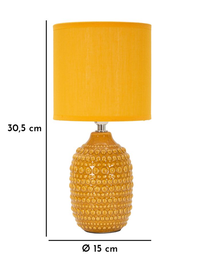 Lampe de chevet en céramique moutarde avec abat-jour en tissu – Points Collection