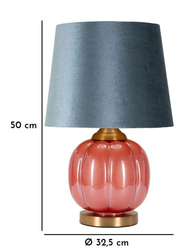 Lampe de table bleue et rouge avec abat-jour en tissu – Helene Ball Design