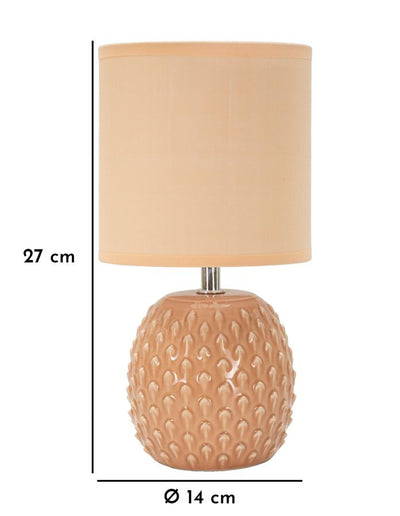 Lampe de chevet en céramique couleur pêche avec abat-jour en tissu – Pontus Contemporary