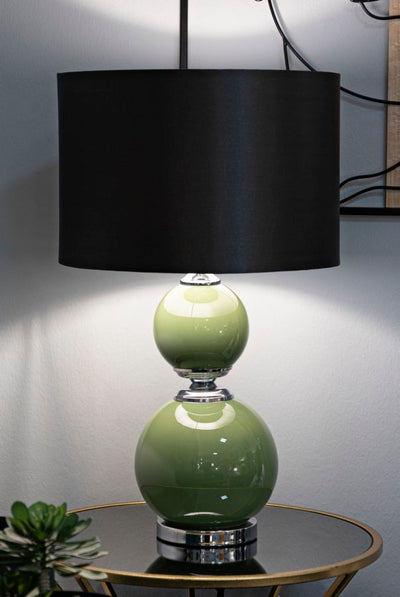 Lampe de table noire et verte avec abat-jour en tissu – Collection Eva Two
