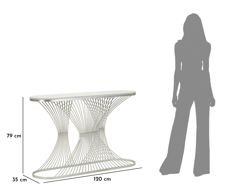 Console en marbre artificiel avec structure métallique – Entrée moderne Stripe