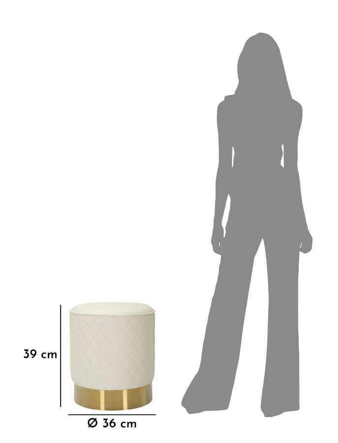 Tabouret rond rembourré avec base dorée – Siège contemporain Sharon