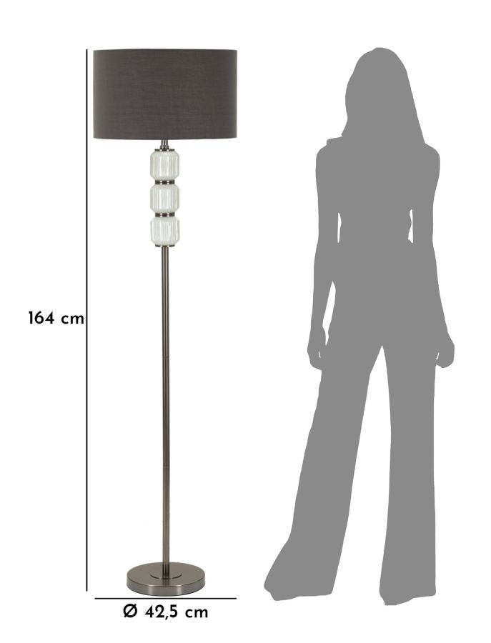 Lampadaire blanc et argent avec abat-jour en tissu – Bright One Modern