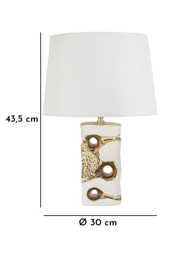 Lampe de table blanche et dorée avec abat-jour en tissu – Collection Florida