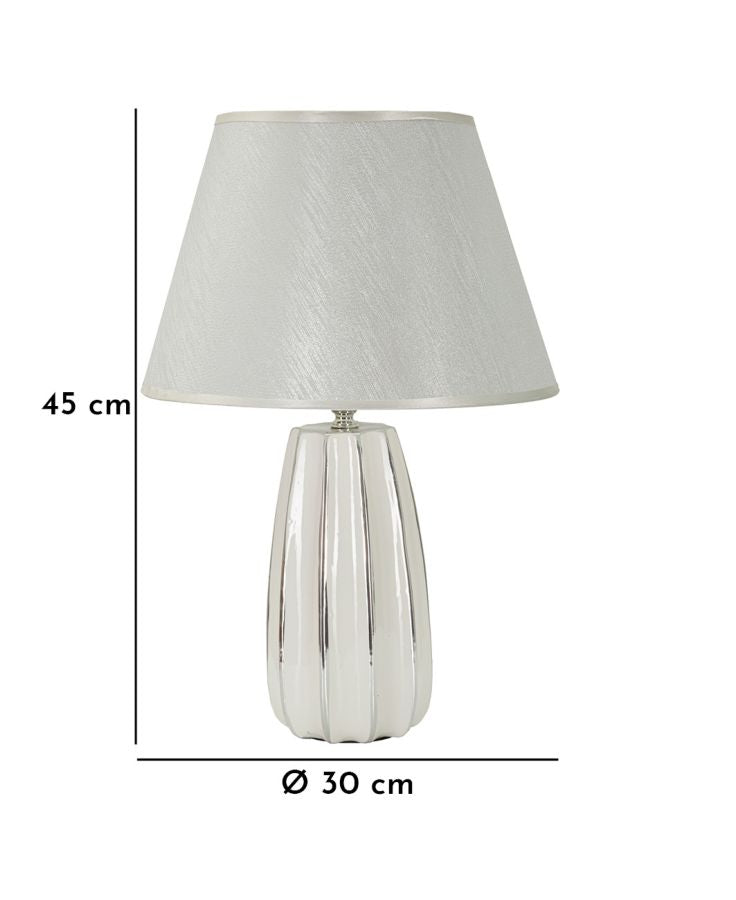 Lampe de table en céramique blanche avec abat-jour en tissu – Emmi Modern Design