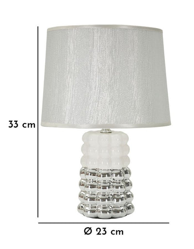 Lampe de table en céramique blanche avec abat-jour en tissu – Lace Contemporary